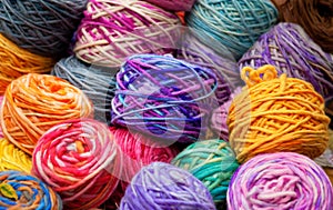 Colorful wool skeins photo