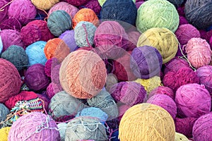 Colorful wool yarn silk balls for weaving knitting fabrics in cusco, peru