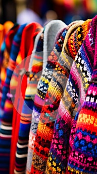 Colorful woolen ponchos