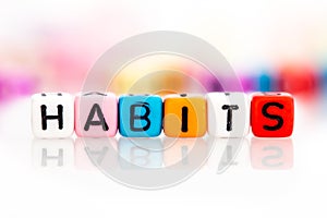 Colorful word cube of habits