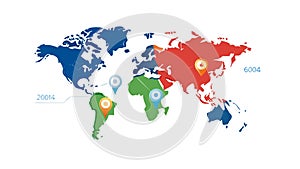 Colorful World Map Data Visualization, vector design Generative AI