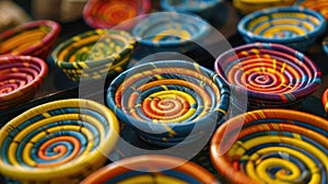 The colorful woven baskets.AI generated image