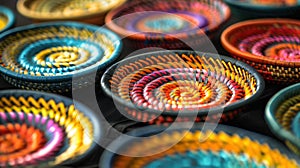 The colorful woven baskets.AI generated image
