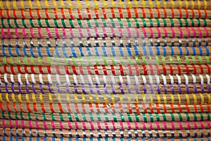 Colorful Woven Stripes on a Wicker Basket