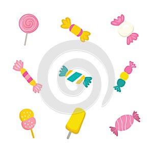 Colorful Wrapped Candy and Popsicle Vector Pack