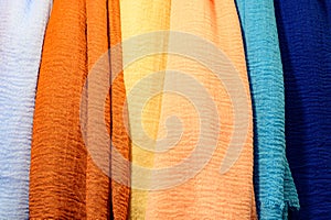 Colorful wrinkle cotton linen fabric background