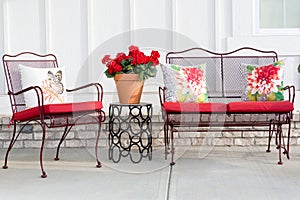 Colorful wrought iron garden furniture
