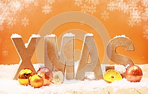 Colorful Xmas background with falling snowflakes