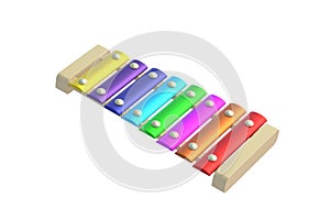 Colorful xylophone isolated on white background. Kids toy