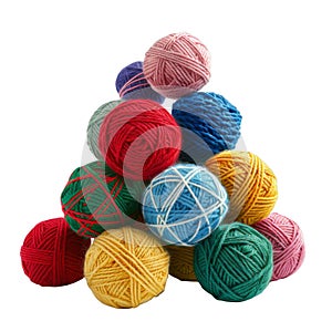 Colorful Yarn Balls Arranged in a Triangular Formation