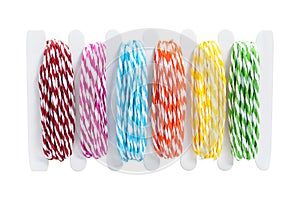 Colorful yarn isolated on white background. Colors rope. Clipping path