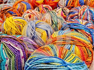 Colorful yarn on sell in shop