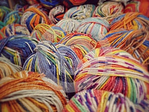 Colorful yarn on sell in shop