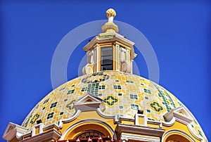 Colorful Yellow Dome Our Lady of Remedies Church Cholula Mexico