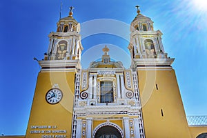 Colorful Yellow Front Door Our Lady of Remedies Church Cholula Mexico