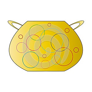 Colorful Yellow Isolated Pan and Stewpan Icon. Pot, Stewpot on White Background