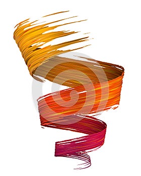 Colorful yellow, orange and red 3D brush paint stroke