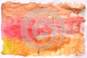 Colorful yellow orange and red watercolor background for wallpap