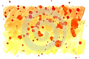 Colorful yellow orange and red watercolor background for wallpap