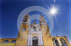 Colorful Yellow Our Lady of Remedies Church Sun Cholula Mexico