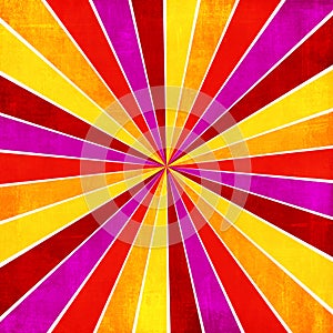 Colorful yellow, pink, orange and red ray sunburst style abstract background