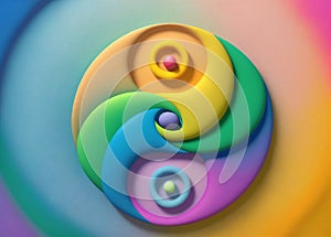 Colorful yin-yang symbol of Spring Equinox, Generative AI illustration