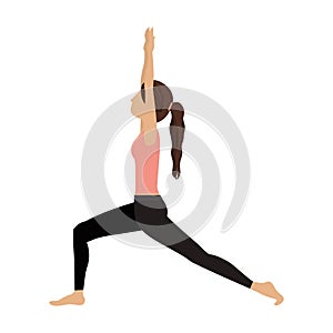 Colorful yoga high lunge crescent