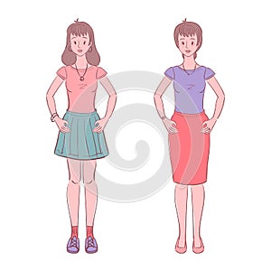 Colorful young teen woman and middle aged woman