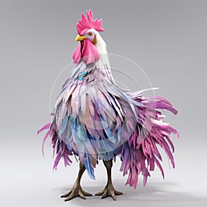 Colorful Zbrush Rooster Sculpture For Idm Hen With Realistic Rendering