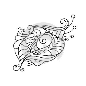 Colorful zentangle doodle sketch. Tattoo sketch. Ethnic tribal wavy vector illustration