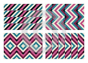 Colorful zigzags, diamonds, seamless geometric vector pattern . Bold abstract background design