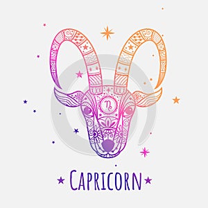 Colorful zodiac sign capricornvector lineart. Easy to recolor.