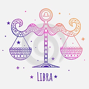 Colorful zodiac sign libra vector lineart. Easy to recolor.