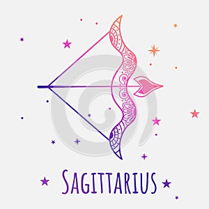 Colorful zodiac sign sagittarius vector lineart. Easy to recolor.