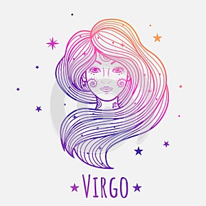 Colorful zodiac sign virgo vector lineart. Easy to recolor.