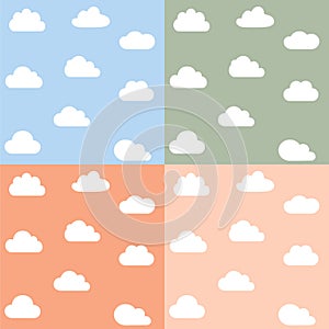 Clouds kids seamless pattern set.
