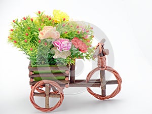 Colorfule flower on basker bicycle