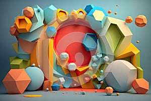 colorfull abstract background 3d rendering. Generative AI