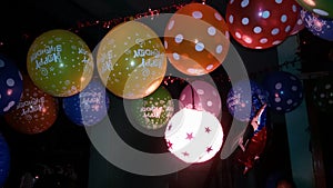 Colorfull ballons in night occassion birthday beautifull decoration