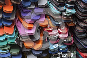 Colorfull flip flops in khaosan street photo