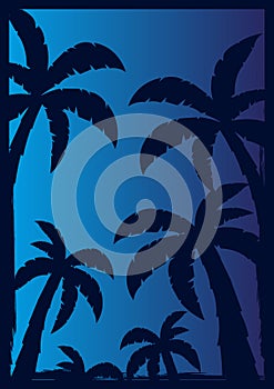 Colorfull Palms with dark background. Vector illustration. photo