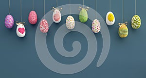 Colorfully Easter eggs background 3D Rendering