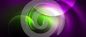 Colorfulness with purple, violet, and magenta circles on dark liquid background