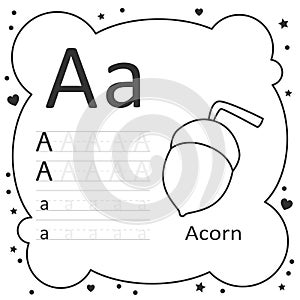 Coloring Alphabet Tracing Letters Acorn