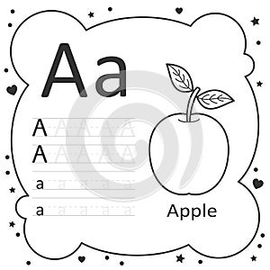 Coloring Alphabet Tracing Letters - Apple