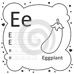 Coloring Alphabet Tracing Letters - Eggplant