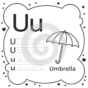 Coloring Alphabet Tracing Letters Umbrella