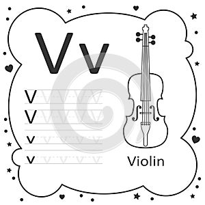Coloring Alphabet Tracing Letters - Violin
