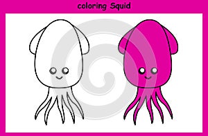 Children trace and coloring squid
