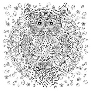 Coloring book for adult and older children. Coloring page with c